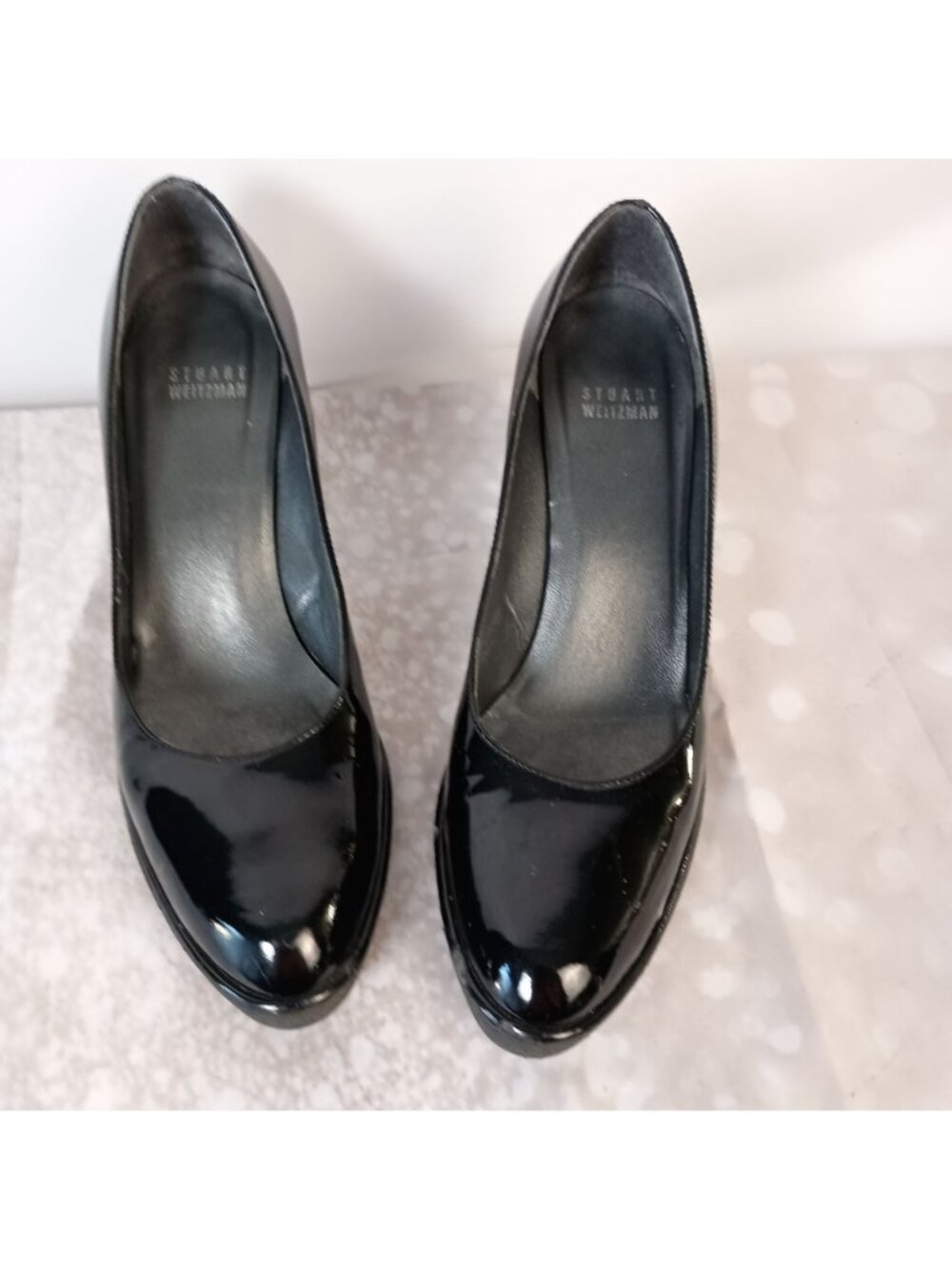 Stuart Weitzman Platswoon Pumps Black Patent Leather Sz 7.5 N Heels - Picture 2 of 10